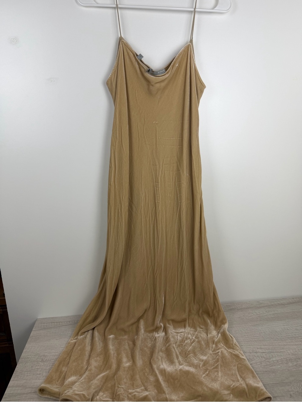 Vince Velvet Midi Slip Dress – Champagne Beige | Size Medium - Picture 6 of 8